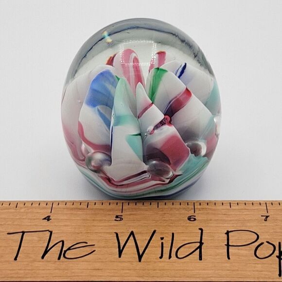 Vintage Saint Claire Multicolor Swirl Art Glass Paperweight - Picture 10 of 11